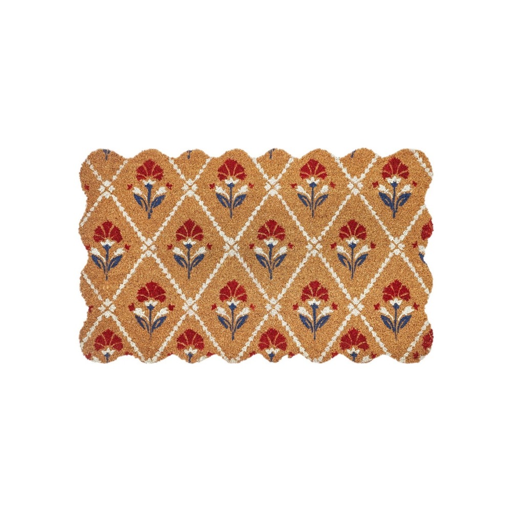 My Texas House Floral Scallop Coir Doormat Americana 30x18
